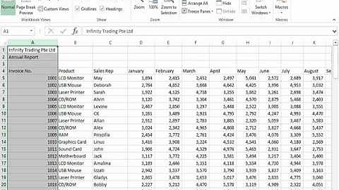 Freezing and Unfreezing Columns and Rows in Excel 2013