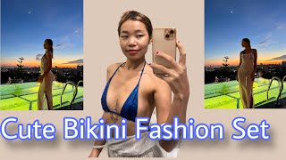 SUPER TINY AND SHINING BIKINI WITH LONG DRESS