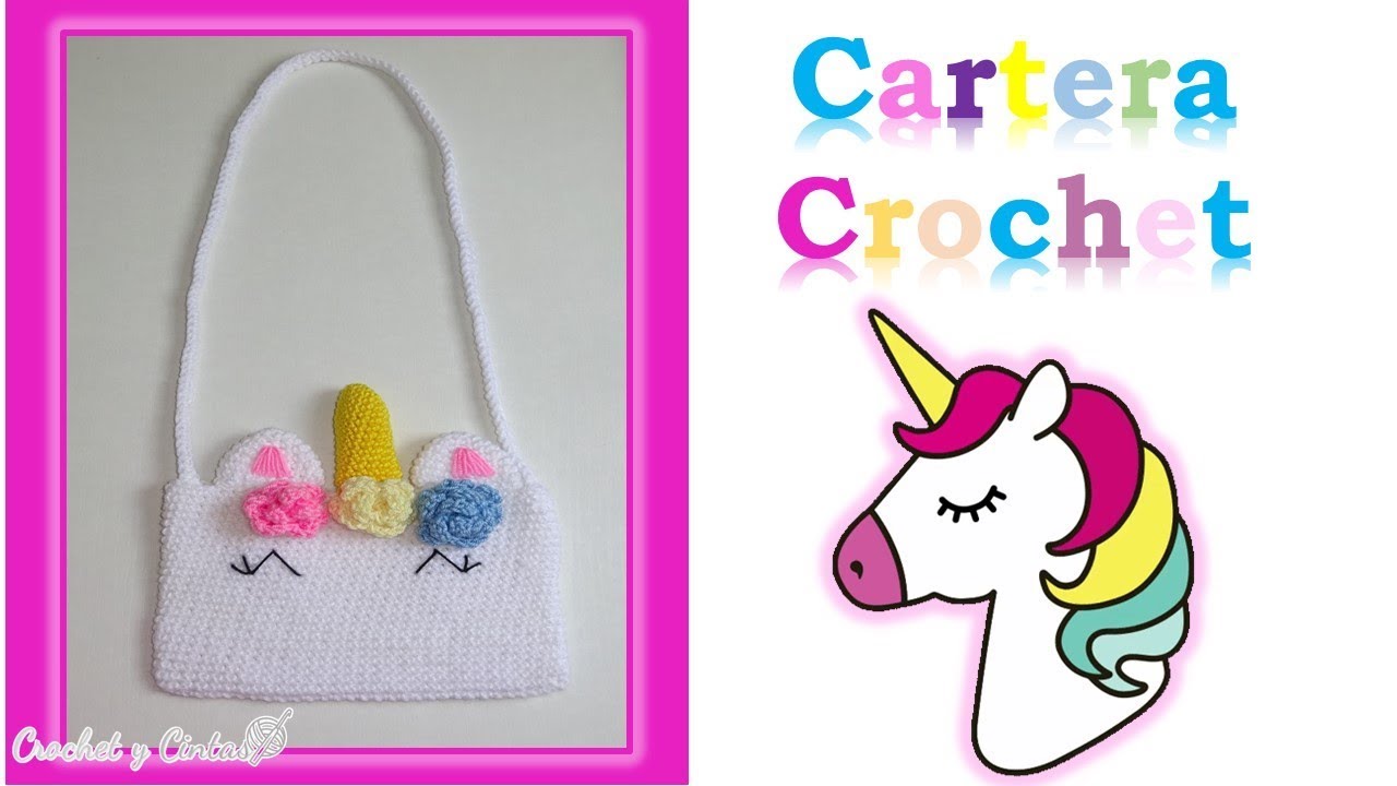 Cartera bolso unicornio crochet (ganchillo) - YouTube