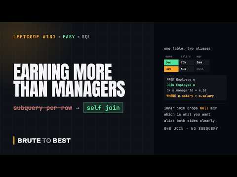 LeetCode #181: Employees Earning More Than Their Managers — The Self Join
