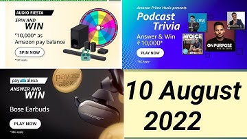 Amazon Bose Earbuds Quiz | Amazon Podcast Trivia Quiz Answers Today amazon  audio Fiesta quiz today