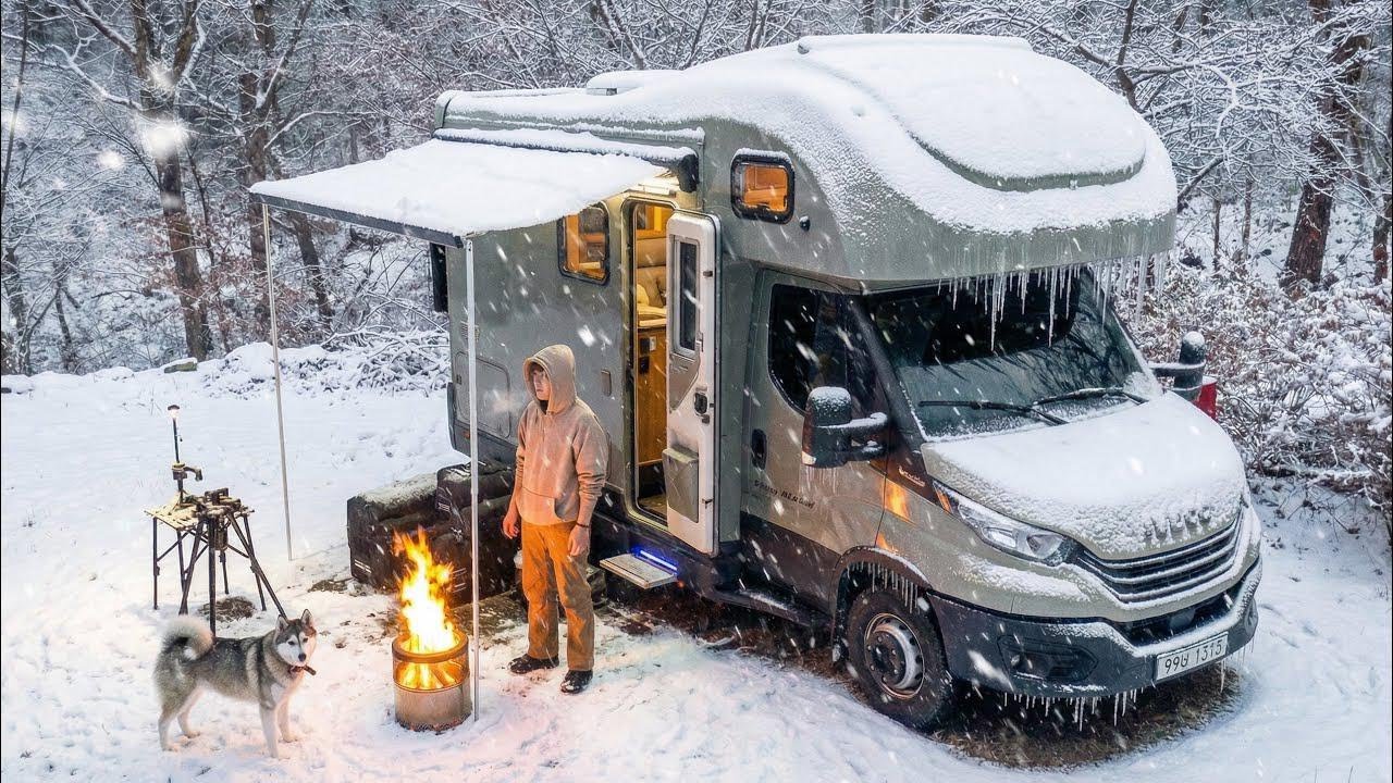 ئەڤ زەلامە ب کەرەڤانێ دچیتە ناڤ بەفرێ 🥶