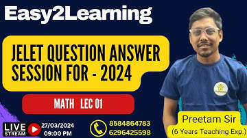 JELET 2024 Question Answer session Lec 01 (Very Important Class) | by - Preetam Sir/ Easy2Learning