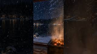 Tinnitus Shield ❄️ Cozy Snowy Night Sauna & Crackling Fireplace for Deep Sleep