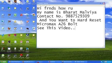 Micromax A26 Bolt Hard Reset By Bharat Malviya