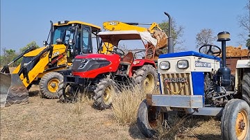 New Jcb 3dx Backhoe Loader Loading Red Mud In Mahindra and Swaraj Tractor | Jcb and Tractor Cartoon