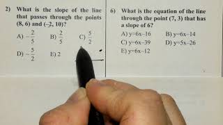 ACT Practice - Slope, Parallel Lines & Perpendicular Lines - Question 2