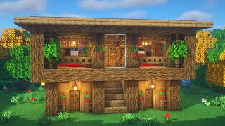 Minecraft: How to Build a Wooden Modern House | Survival Starter House Tutorial