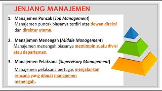 jenjang, bidang dan unsur manajemen