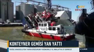 Bandırma'da gemi yan yattı