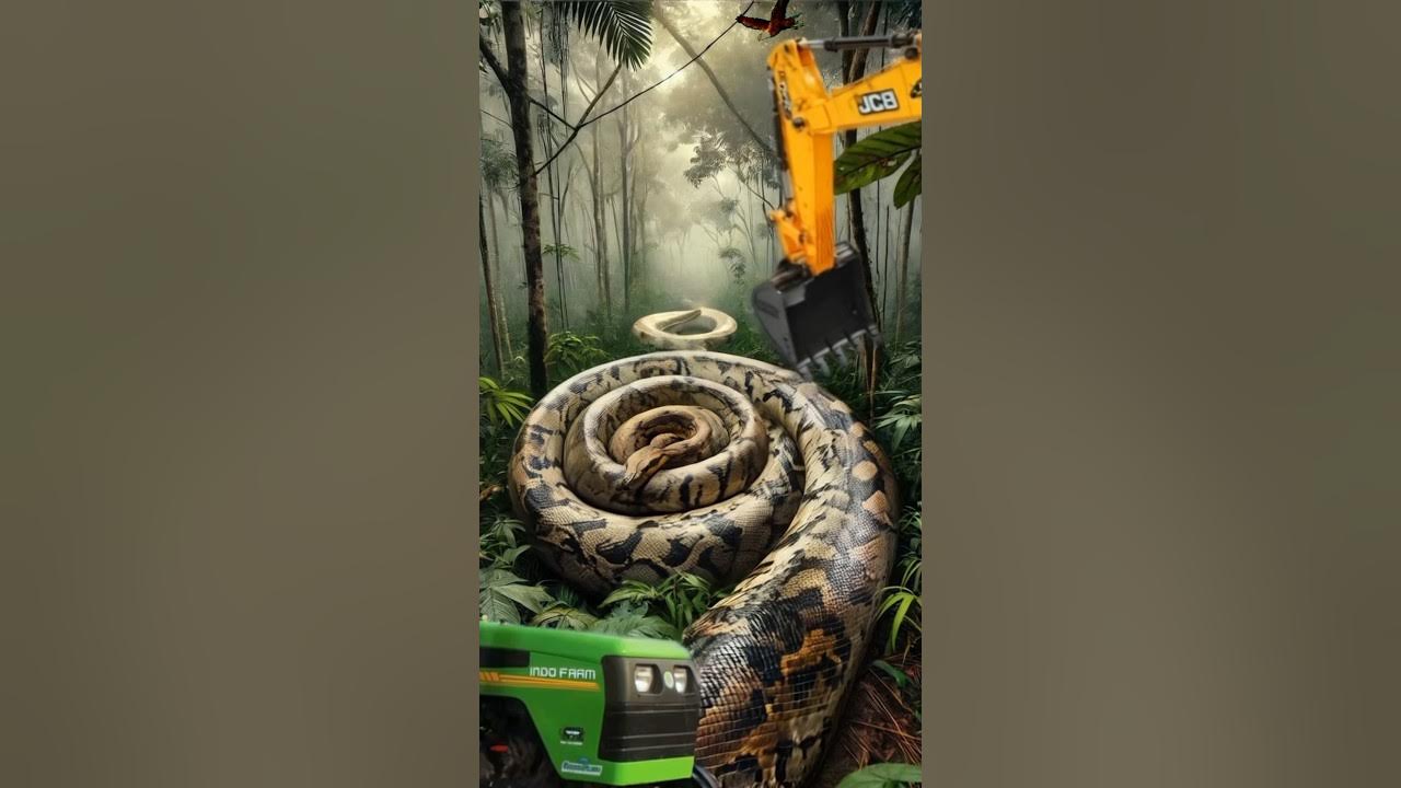 NATURE TALKS SCENERY | Giant python wrap the jungle | trctor and jcb # ...