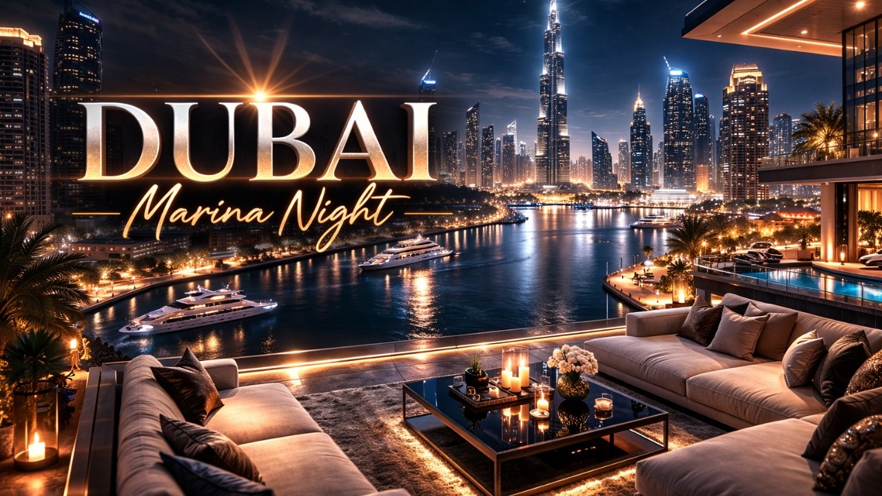 Dubai Night Skyline 🌃 | Luxury Marina Penthouse Ambience
