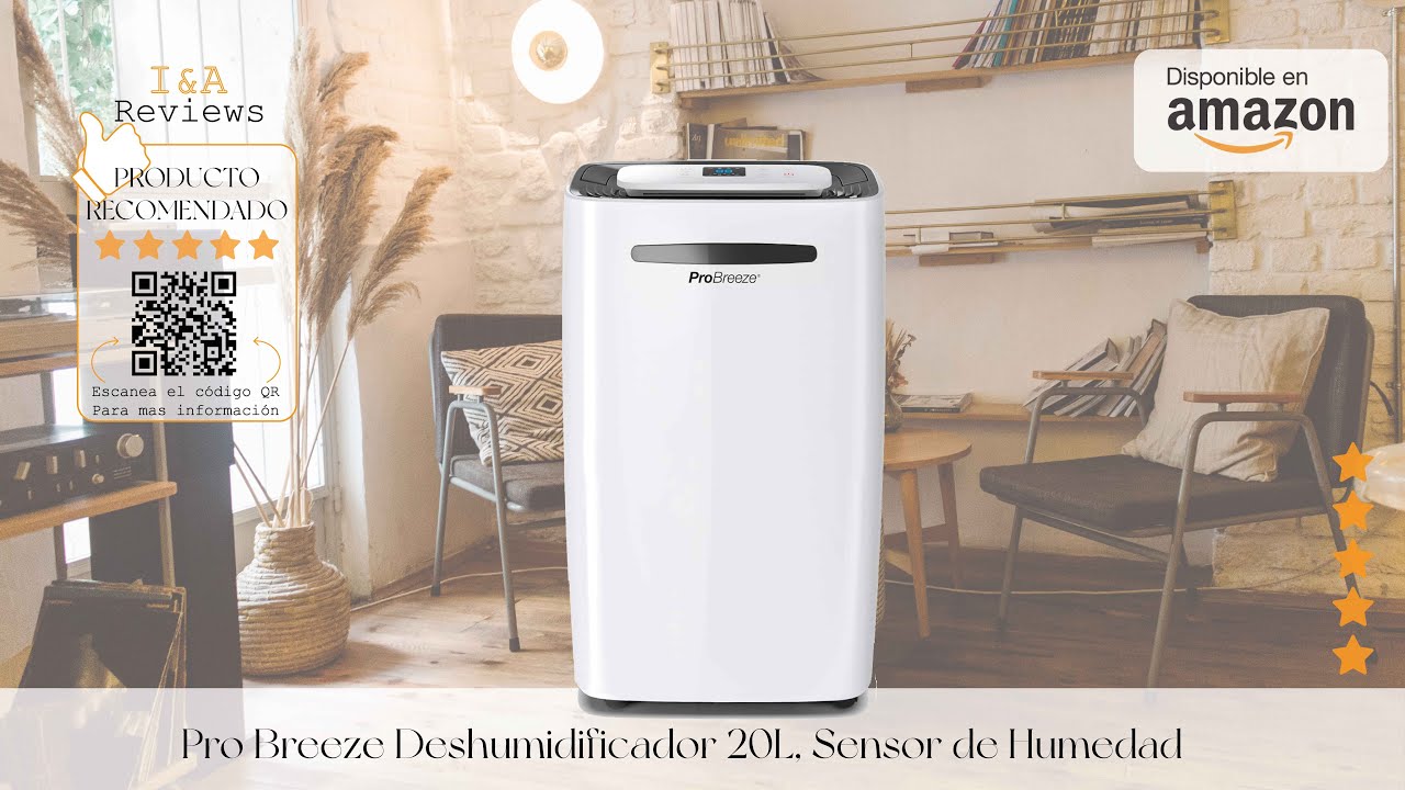 Pro Breeze Deshumidificador 20L Sensor de Humedad 