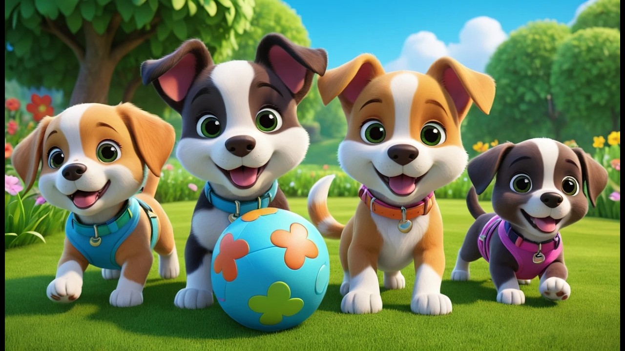 Six Playful Puppies Woof Woof | Nursery Rhymes & Kids Songs for Toddlers