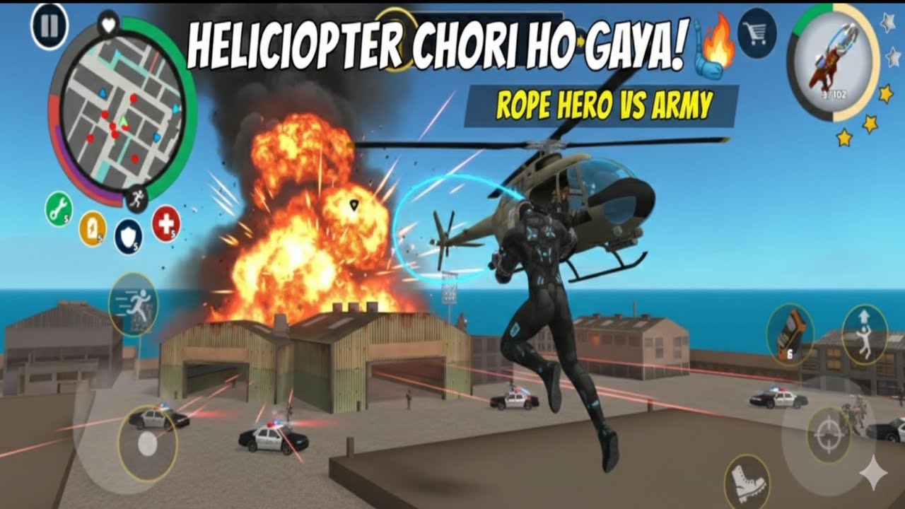 Rope Hero Ne Churaya Helicopter 🚁 | Epic Escape Mission Gameplay