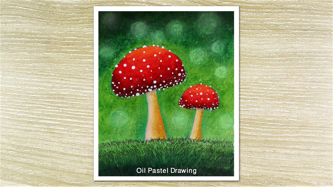 How to draw Realistic drawing with oil pastels, Mushroom drawing YouTube