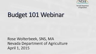 School Food Service Budgeting Basics and Direct Certification Reporting Webinar