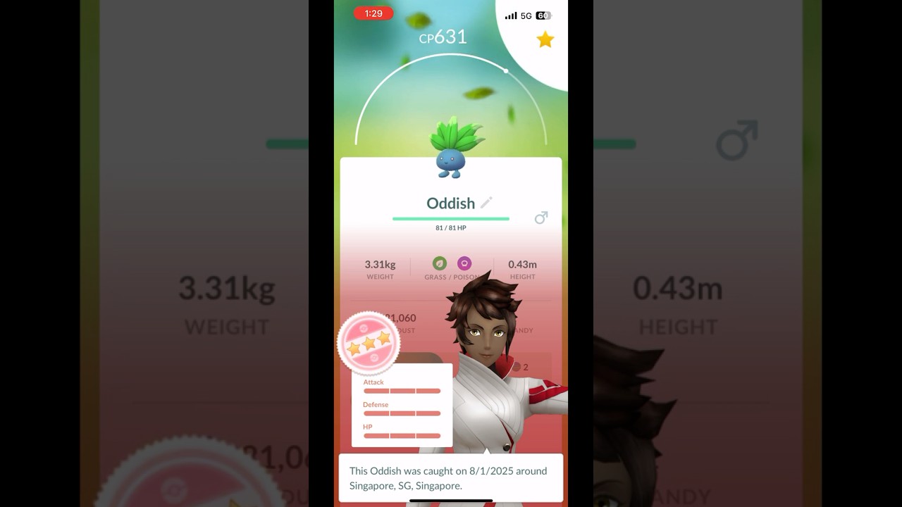 wouldn't have caught this hundo oddish if it wasn't weather boosted lol 