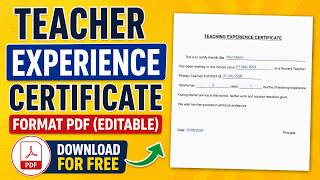 Teacher Experience Certificate Format PDF Editable | Download