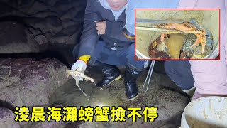 零下10度小漁淩晨趕海，螃蟹遍地撿不完，下一秒竟遇辣螺窩大賺500【漁小仙】