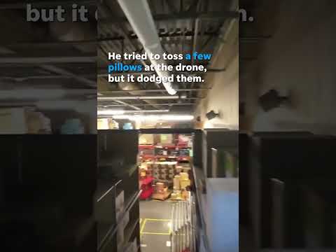 Drone finds man illegally sleeping in storage room | USA TODAY #Shorts