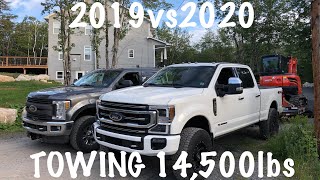 2020 POWERSTROKE SUPERDUTY VS 2019 SUPERDUTY TOWING 14,500lbs PERFORMANCE & MPG TEST