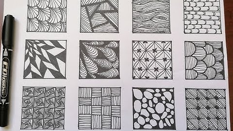 12 EASY Zentangle Patterns/Doodle Patterns - Step by Step Tutorial