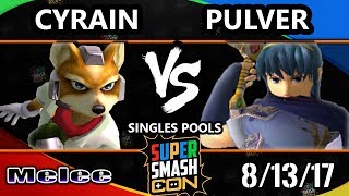 Smash Con 2017 SSBM - Cyrain (Fox) Vs. Pulver (Marth) Smash Melee Pools