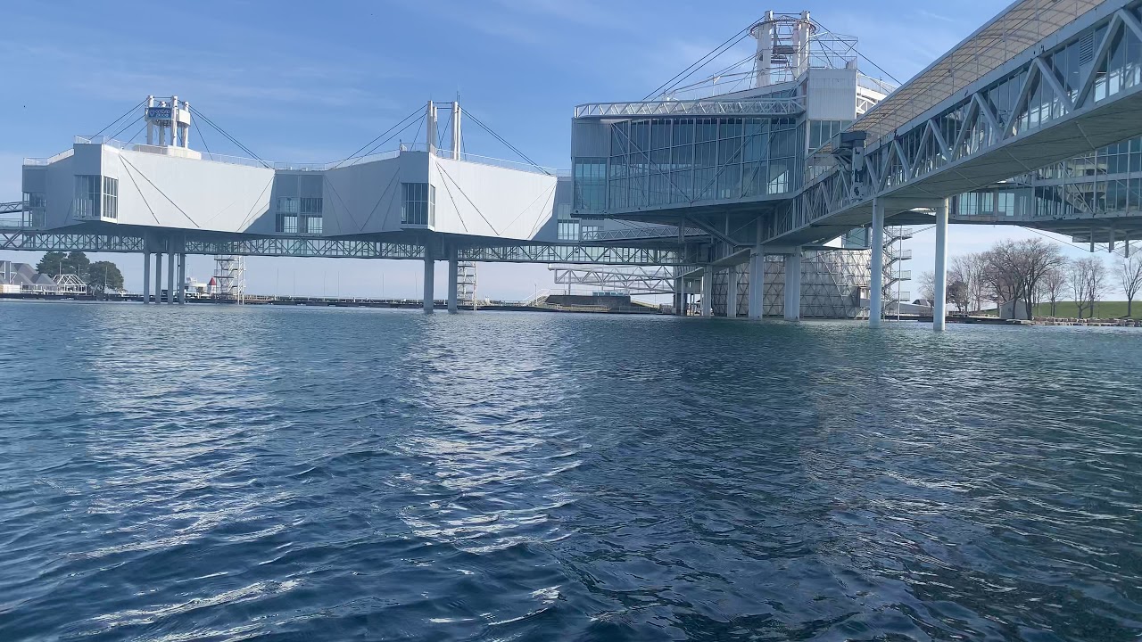 Calming Toronto Ontario Place watching the water front in a long
