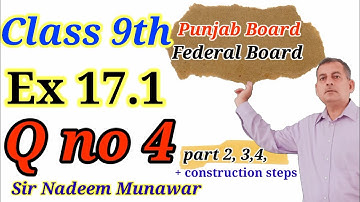 Class 9 Exercise 17.1 Q no 4  How construct right angled isosceles triangle PTB maths Sir Nadeem