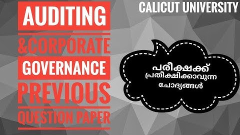 Previous Question Paper Auditing&Corporate governance|Sixth Semester|Calicut University|EDU OBVIOUS