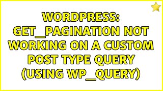 Famous Wordpress: get_pagination not working on a custom post type query (using WP_Query) Profile