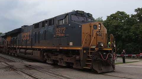 CSX Worker Riding on the Front ofCSX Engine 3372  & Heading East Out of Plymouth - Michigan