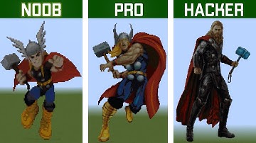NOOB VS PRO VS HACKER VS GOD THOR Minecraft Pixel Art