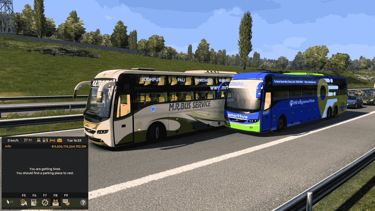 Euro Truck Simulator 2 | intrcity vs mr travels bus chasing  | volvo veera br sleeper bus mod