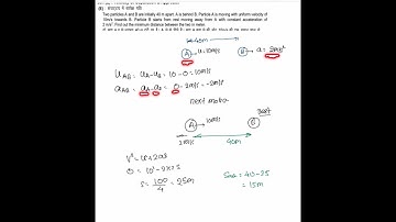 Two particles A and B are initially 40 m apart. A is behind B. Particle A is moving with uniform