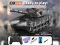 2.4G RC Military Battle Tank Toy - Dual Rechargeable Batteries Realistic Recoil & Sounds