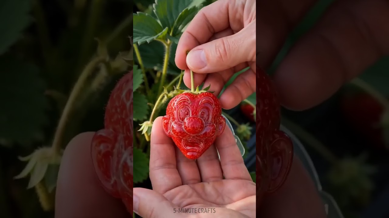 Super Mario Shaped strawberry! Unusual Strawberry shapes!