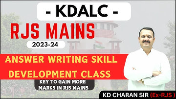 ANSWER WRITING SKILL DEVELOPMENT CLASS | BY K D CHARAN SIR | RJS MAINS 2024  | KDALC