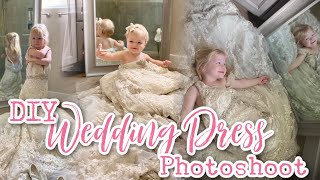 Wedding Dress Try On DIY Photo Shoot With My Little Girls! 😍