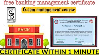 National level free banking certificate l  management course free verified certificate within 1