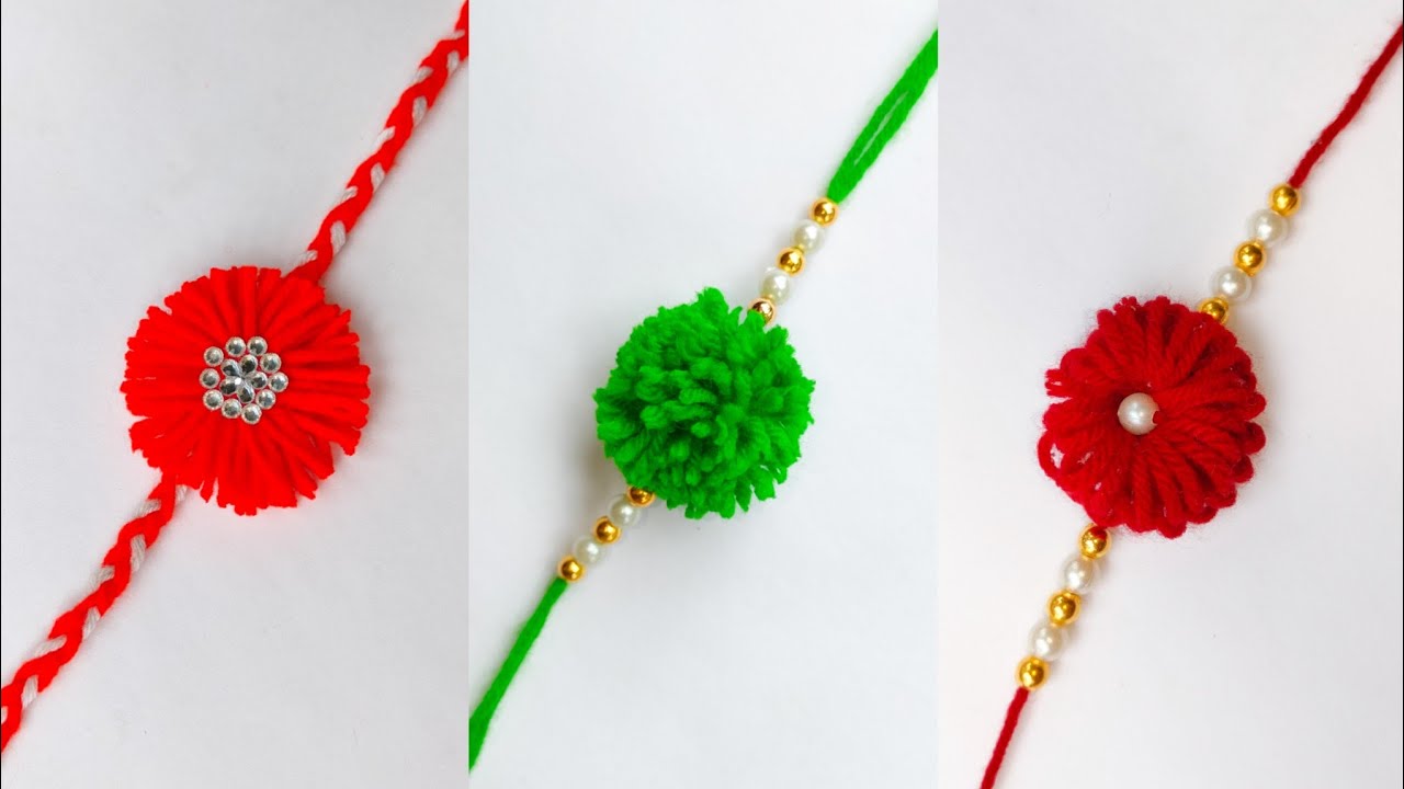 Woolen Rakhi 3 Easy Woolen Rakhi Making Ideas/How To Make Rakhi At Home/Rakhi Making ...