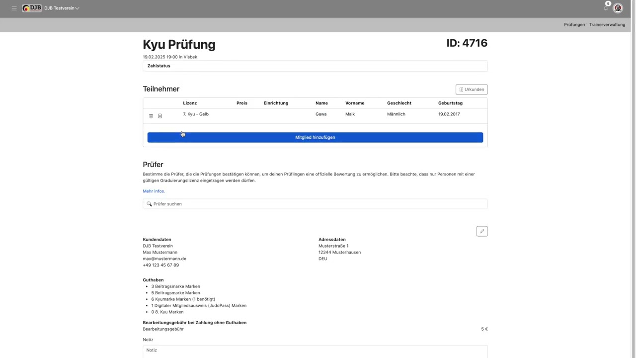 Dokume, Kyu Graduierung beantragen