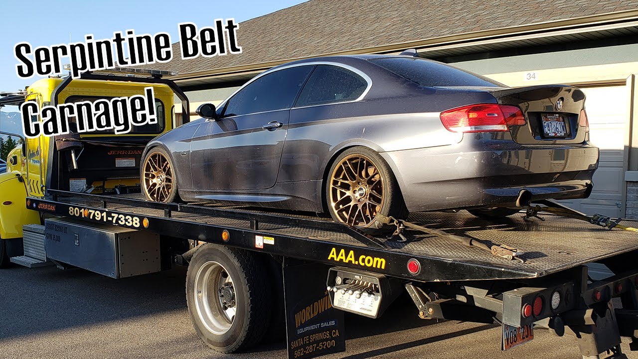 DON'T let this happen to your BMW N54! Serpentine belt failure on the 335xi, looking at the