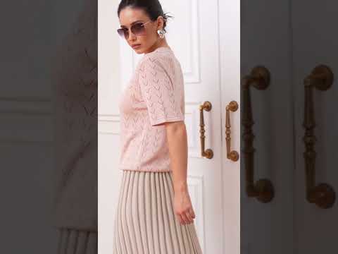 Джемпер жіночий вільний, ажурний літній короткий рукав, видео 1