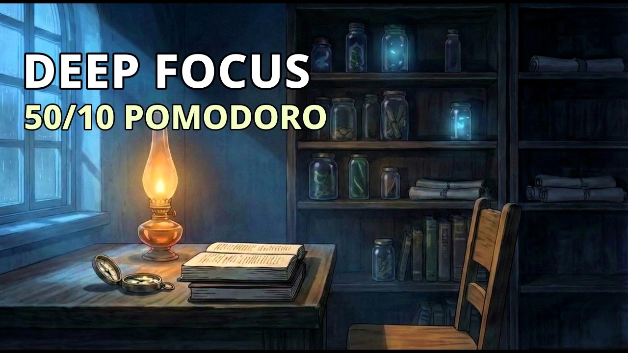 Deep Focus Pomodoro 50/10×2 (2 Hours) | Rain + Brown Noise | No.3