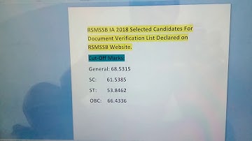 IA 2018 Final Result Update || Result Declared on RSMSSB Website.