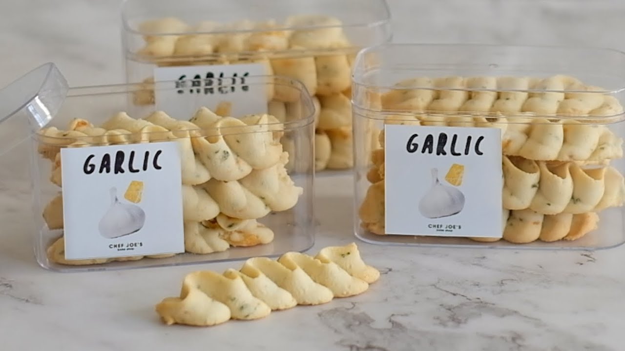 คุกกี้ชีสกระเทียม ลายคมกริบ กรอบเบา เนื้อดี คุกกี้เนย Garlic Cheese Cookies ทำขนมกับเชฟโจ Ep.59