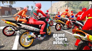 GTA 5 Mod - Biệt Đội Siêu Nhân Đỏ Đội Trưởng Đi Phượt Bằng Yaz 125 Độ