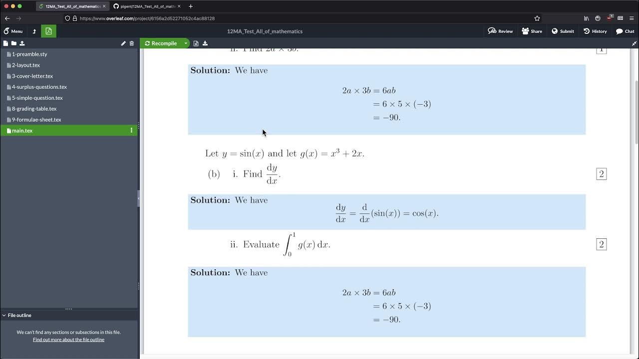 Derivatives And Integrals In Our Maths Test In Overleaf YouTube